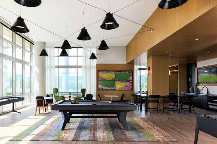 Game Area With Foosball, Giant Scrabble, Billiards, Shuffleboard & More | Meridian 2250 at Eisenhower Station | Luxury Alexandria VA Apartments