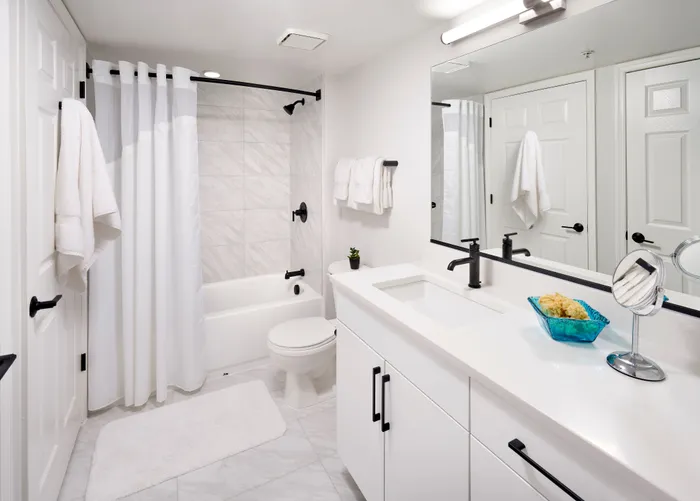 Newly Renovated Phase II Apartment Bathroom | Meridian at Braddock Station | Alexandria VA Apartments