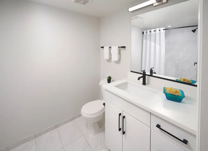 Newly Renovated Studio Bathroom | Meridian at Braddock Station | Alexandria VA Apartments