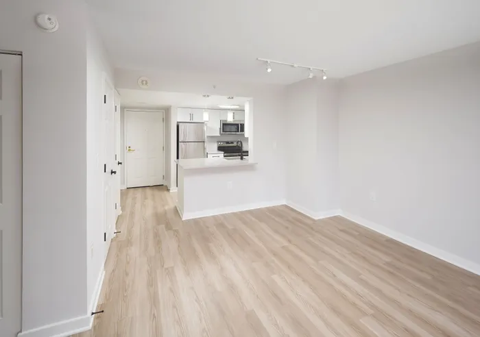 Newly Renovated Studio Living/Sleeping Area and Kitchen | Meridian at Braddock Station | Alexandria VA Apartments