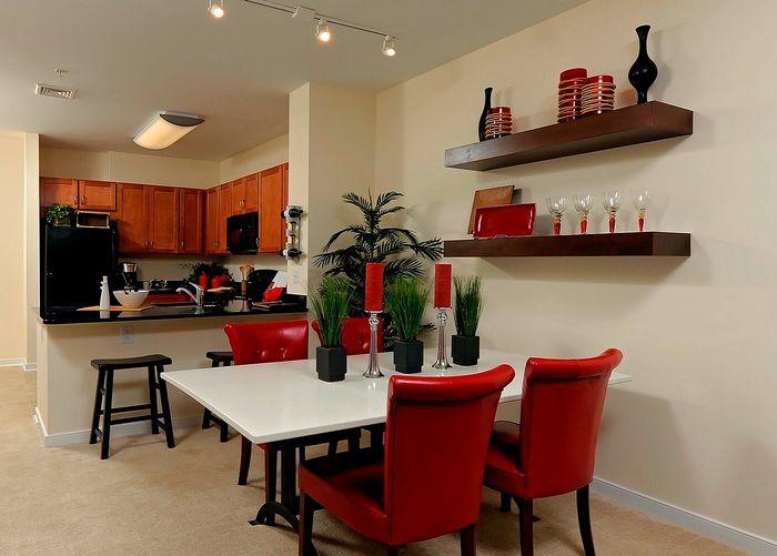 Contemporary Kitchen With Living/Dining Area Large Enough For a Full Dining Table | Madison at Ballston Station | Arlington, VA Apartments