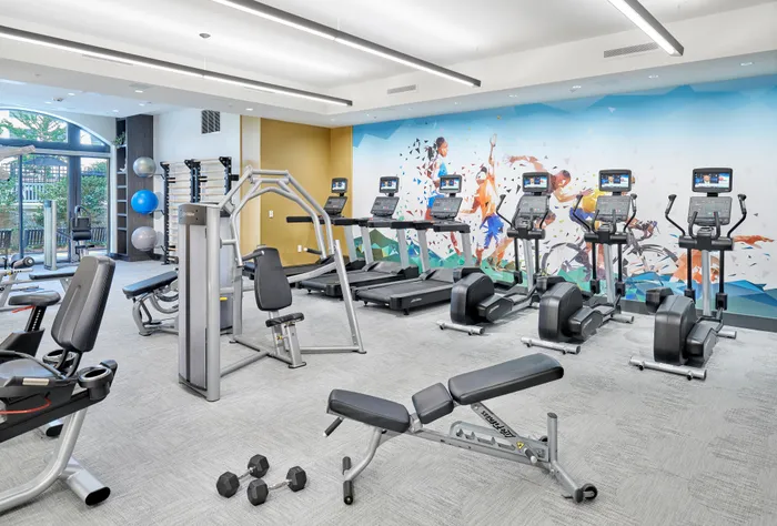 Fitness Center With Cardio & Weights- Renovated 2025 | Carlyle Place | Alexandria VA Apartments | Luxury Alexandria VA Apartments