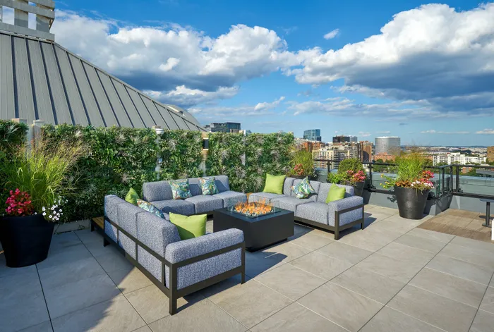Photo of Newly Renovated Sun Deck With Fire Pit | Meridian at Courthouse Commons | Luxury Arlington VA Apartments