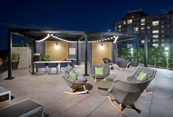 Photo of Newly Renovated Sun Deck With Fire Pit | Meridian at Courthouse Commons | Luxury Arlington VA Apartments