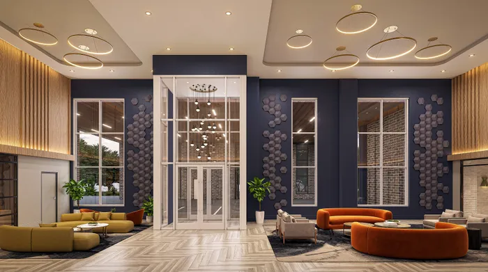 Rendering of the Phase II Lobby | Indigo at McLean Station | Affordable Tysons Corner Apartments | Affordable McLean VA Apartments