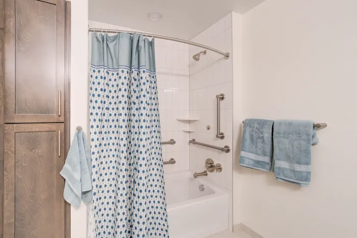 Accessible Bathroom- A 1BR-H ANSI Floor Plan | Indigo at McLean Station | Affordable Tysons Corner Apartments | Affordable Fairfax VA Apartments | Affordable McLean VA Apartments