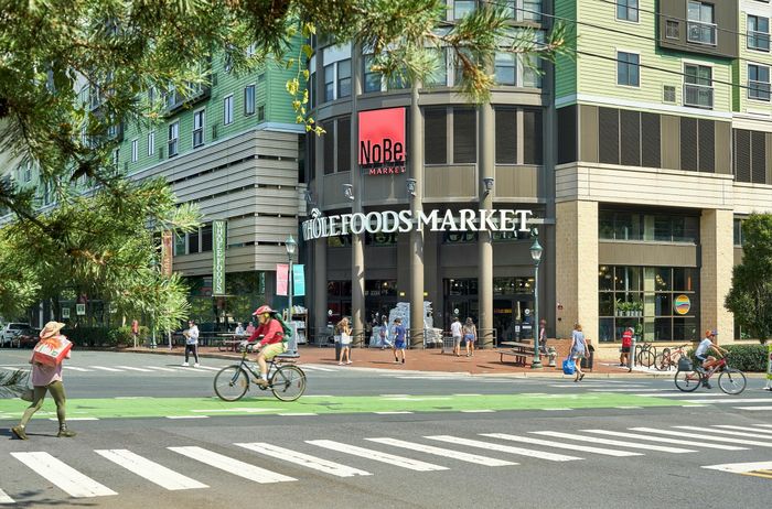 Whole Foods Market storefront in North Bethesda, MD, located a short 5-minute drive from Meridian at Grosvenor Station apartments.
