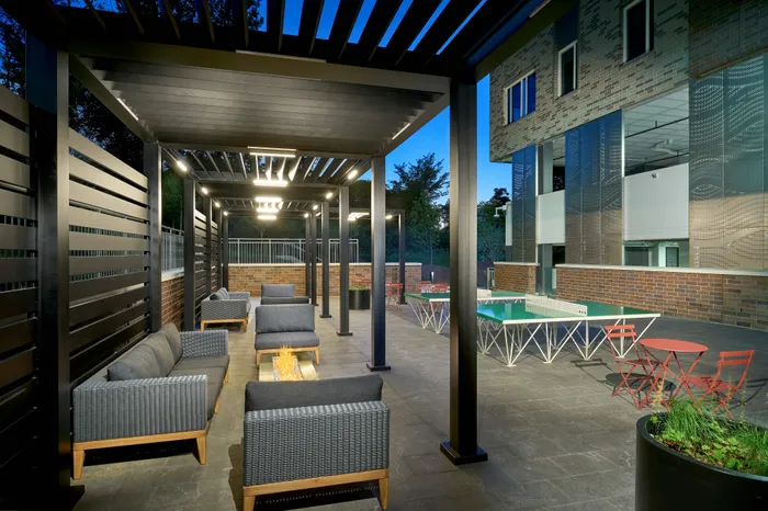 Indigo at McLean Station Phase I Outdoor Terrace Amenity Area | Affordable Tysons Corner Apartments | Affordable McLean VA Apartments | Affordable Fairfax VA Apartments
