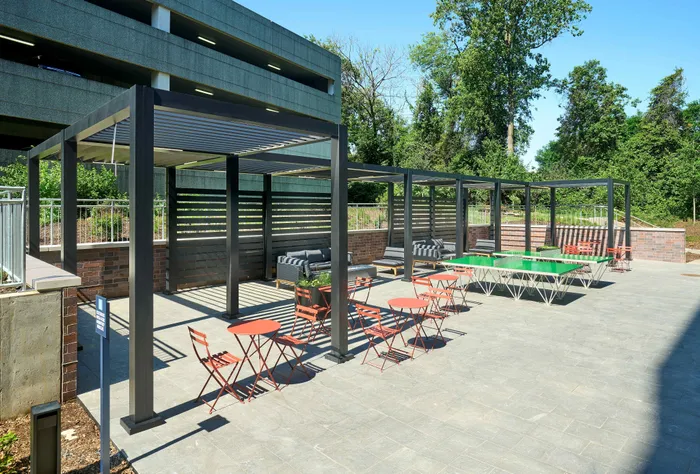 Indigo at McLean Station Phase I Outdoor Terrace Amenity Area | Affordable Tysons Corner Apartments | Affordable McLean VA Apartments | Affordable Fairfax VA Apartments