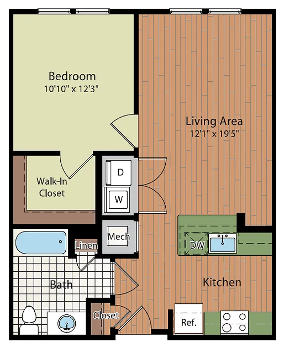 Image of A5 Floor Plan | Affordable Fairfax Apartments | Residences at Government Center