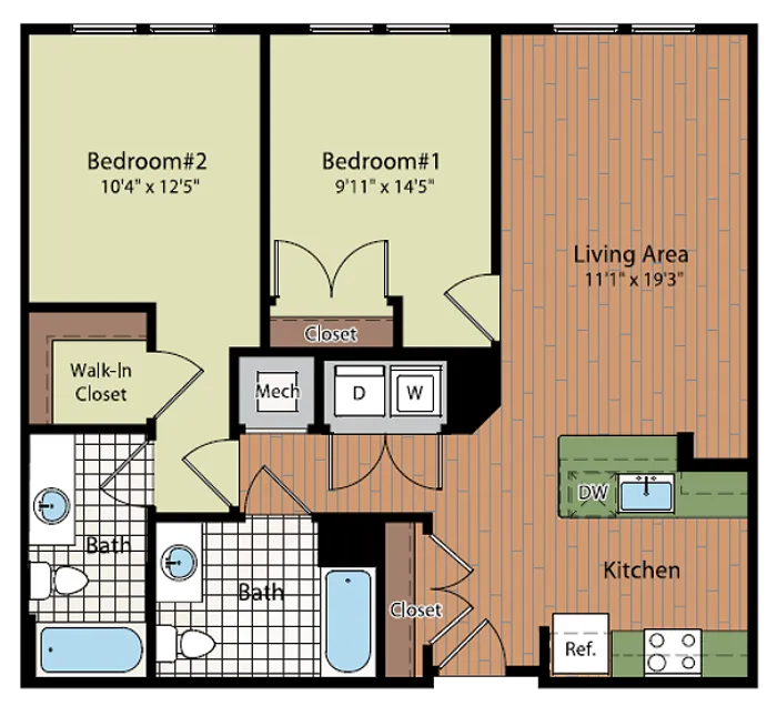 Image of the B1C Floor Plan | Residences at Government Center | Fairfax Apartments