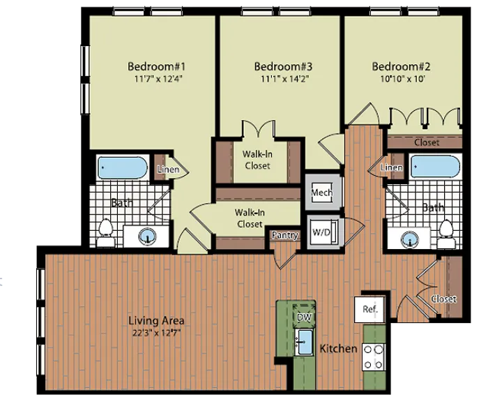Image of the C2 Floor Plan | Residences at Government Center | Fairfax Apartments
