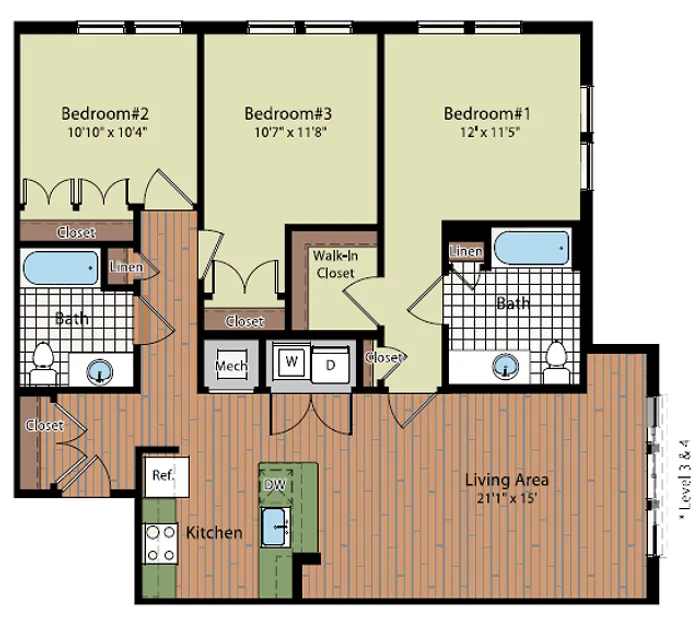 Image of the C1 Floor Plan | Residences at Government Center | Fairfax Apartments