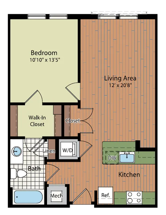 Image of A1 Floor Plan | Affordable Fairfax Apartments | Residences at Government Center