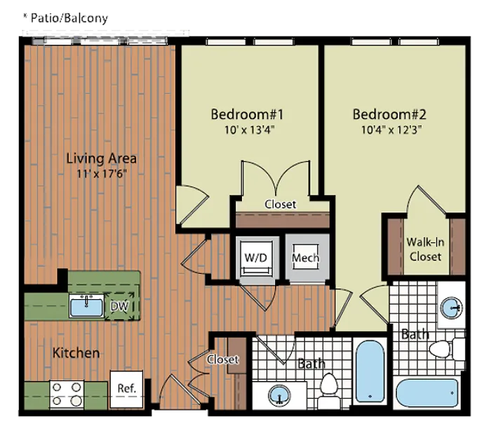 Image of the B1 Floor Plan | Residences at Government Center | Fairfax Apartments