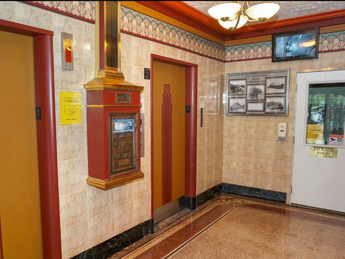 Passenger elevators located in the main lobby of the Morrowfield building