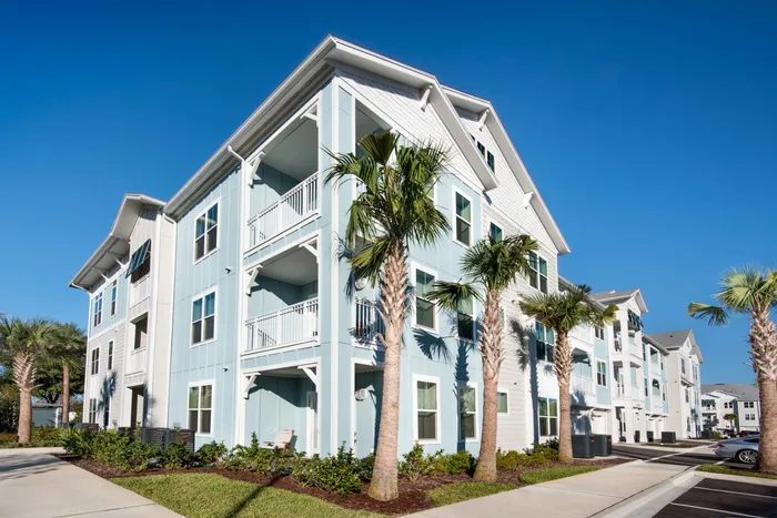 apartment building exterior on sunny day