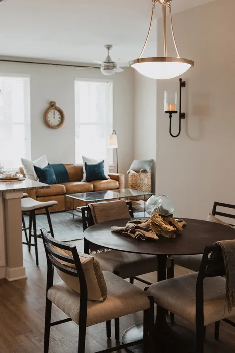 View of the furnished living room and kitchen