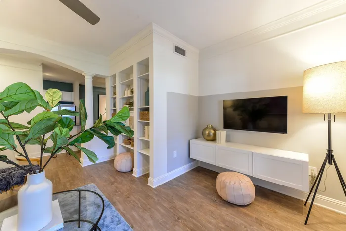 The Kendrick Model Living Room with Hardwood floors