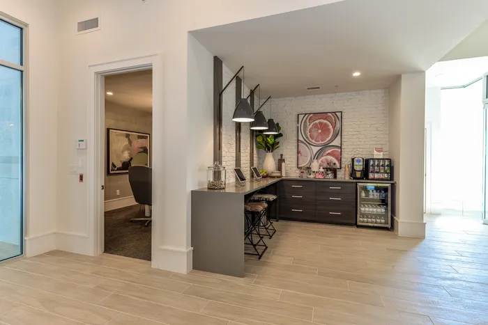 Work Stations and Coffee Bar at The Kendrick Apartments in Atlanta, GA 30324