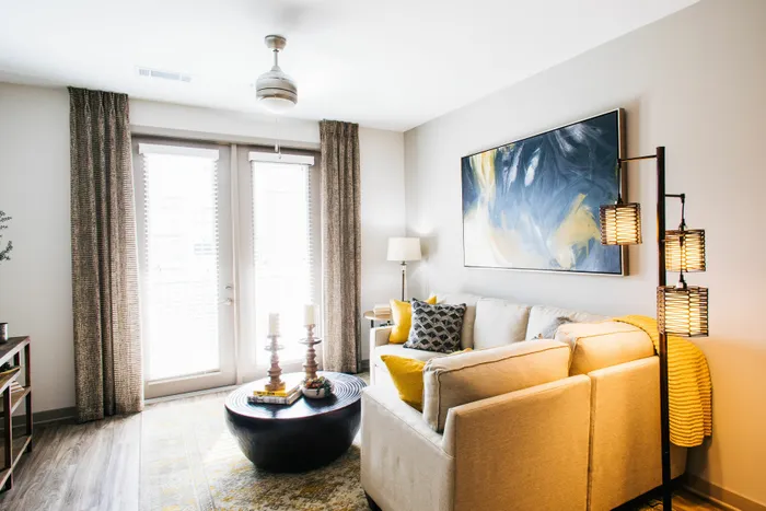 Apartment living room with balcony attached