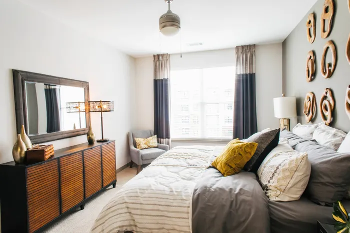 Master bedroom with large windows