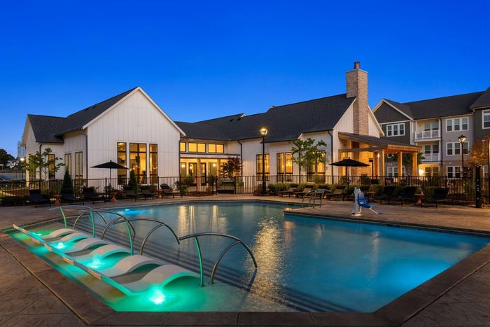 Resort Pool at Night | Apartments in Matthews, NC | Chestnut Farm