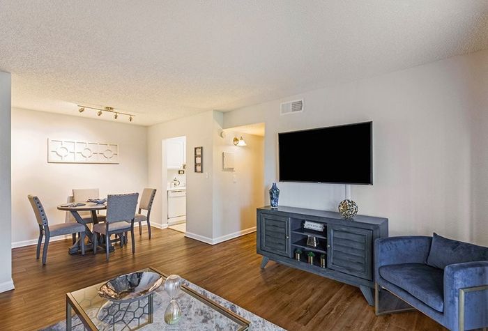 Model apartment living and dining area