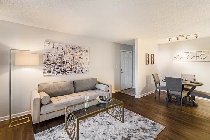 Model apartment living and dining area