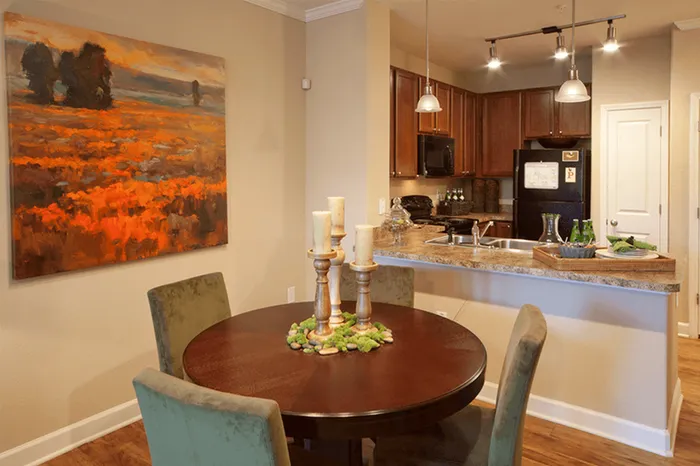 Model apartment dining area