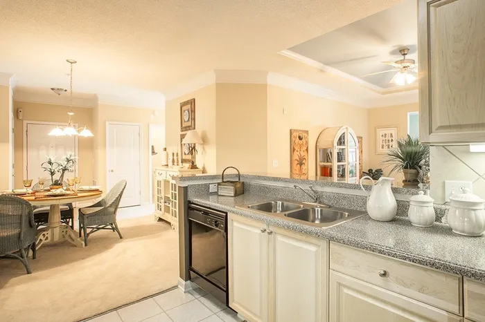 Model apartment kitchen and dining area