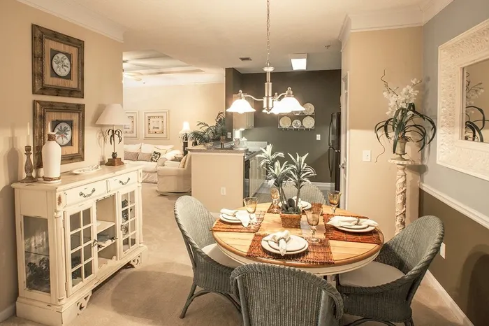 Model apartment dining area