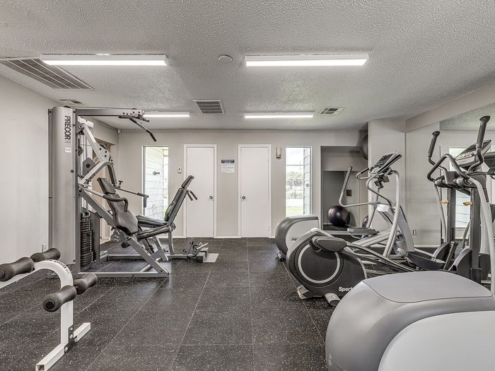 Modern fitness center featuring top-of-the-line exercise equipment, creating an inviting space for a healthy lifestyle.