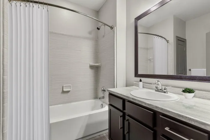 Bathroom | Luxe Lakewood Ranch FL Apartments