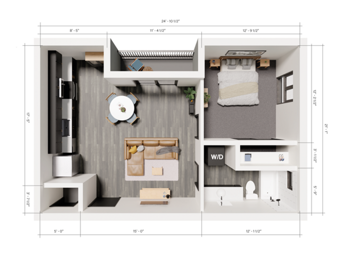 343 Apartments Salt Lake City 1 Bedroom Unit A2