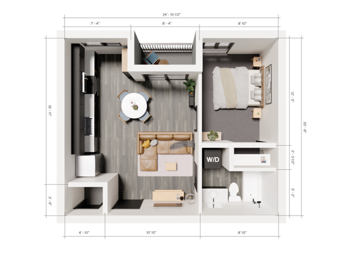 343 Apartments Salt Lake City 1 Bedroom Unit A1