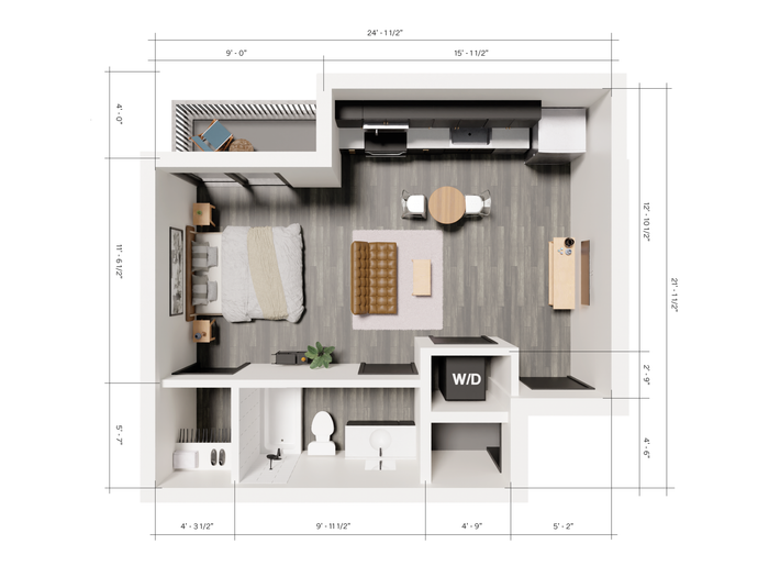 343 Apartments Salt Lake City Studio Unit S2