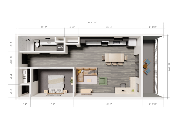 343 Apartments Salt Lake City 1 Bedroom Unit A5