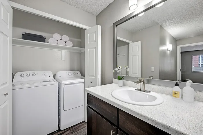 Bathroom with Washer & Dryer | Apartments in Littleton CO | Summit Riverside Apartments