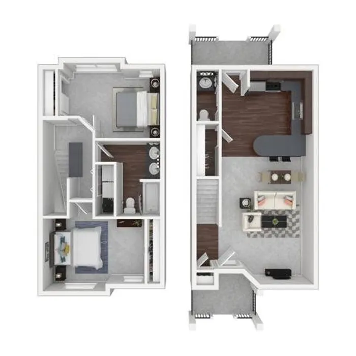 2 Bedroom Floor Plan | Dupont Wa Apartments | Trax at DuPont Station