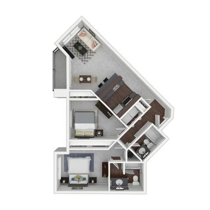 2 Bedroom Floor Plan | Dupont Wa Apartments | Trax at DuPont Station