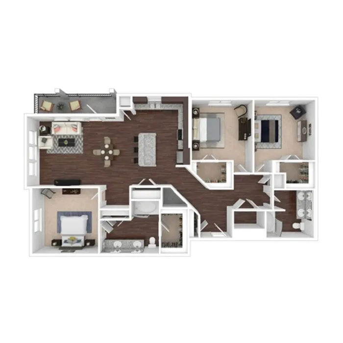 Three Bedroom Floor Plan | Apartments in Kyle TX | Oaks of Kyle Apartments