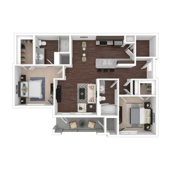 Two Bedroom Floor Plan | Apartments in Kyle TX | Oaks of Kyle Apartments