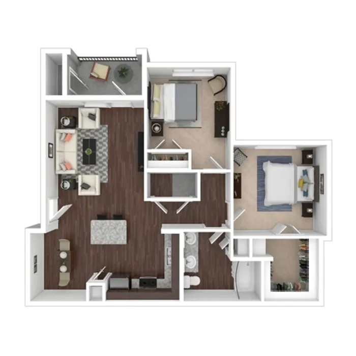 Two Bedroom Floor Plan | Apartments in Kyle TX | Oaks of Kyle Apartments