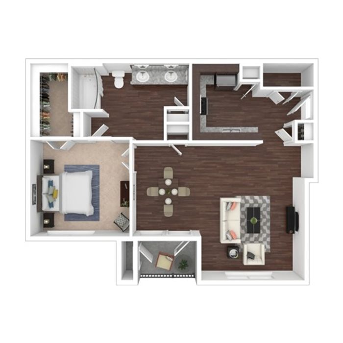 One Bedroom Floor Plan | Apartments in Kyle TX | Oaks of Kyle Apartments