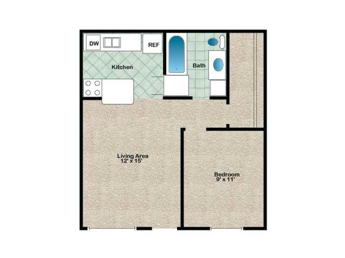 Apartment home with 1 bedroom, 1 bathroom
