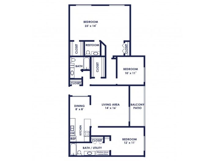 Three bedroom two bath