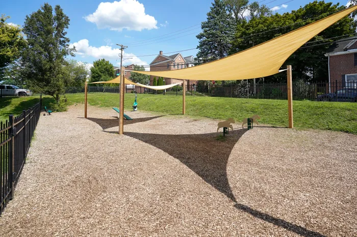Pet-Friendly Apartments in West Chester, PA - Audubon Manor - Dog Park with Shaded Spots, Multiple Play Areas, and Benches