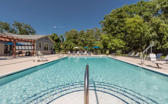 Closeup of an outdoor apartment swimming pool in Bel Air, MD.