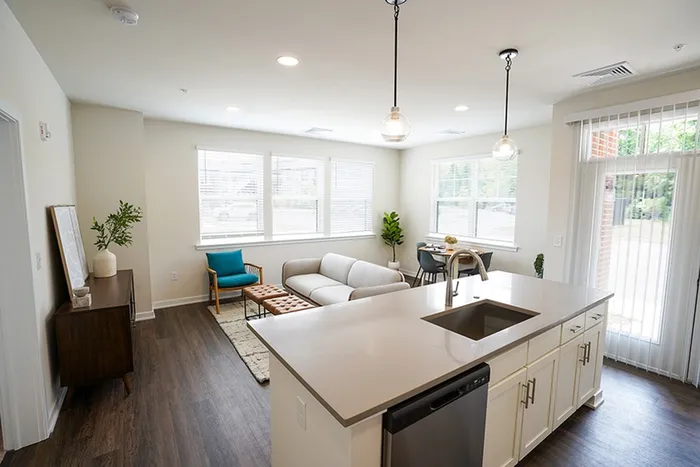 living room and kitchen